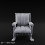 Riveted-Frame Throne Chair Miniature for Dungeons and Dragons, Pathfinder or other TTRPGs