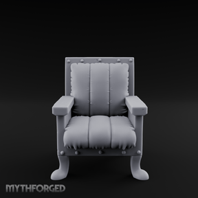 Riveted-Frame Throne Chair Miniature for Dungeons and Dragons, Pathfinder or other TTRPGs