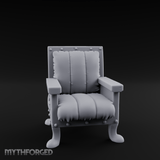 Riveted-Frame Throne Chair Miniature for Dungeons and Dragons, Pathfinder or other TTRPGs