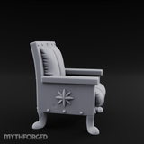 Riveted-Frame Throne Chair Miniature for Dungeons and Dragons, Pathfinder or other TTRPGs