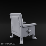 Riveted-Frame Throne Chair Miniature for Dungeons and Dragons, Pathfinder or other TTRPGs