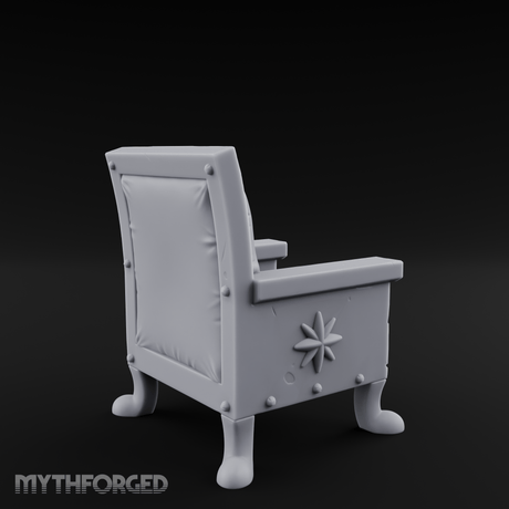 Riveted-Frame Throne Chair Miniature for Dungeons and Dragons, Pathfinder or other TTRPGs
