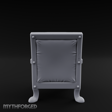Riveted-Frame Throne Chair Miniature for Dungeons and Dragons, Pathfinder or other TTRPGs