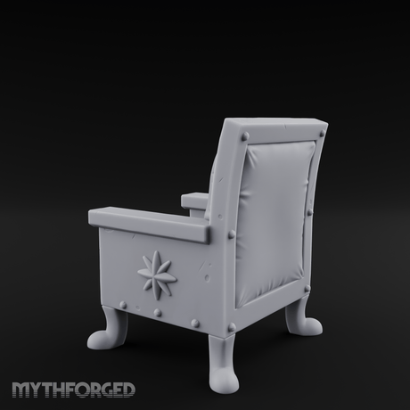 Riveted-Frame Throne Chair Miniature for Dungeons and Dragons, Pathfinder or other TTRPGs