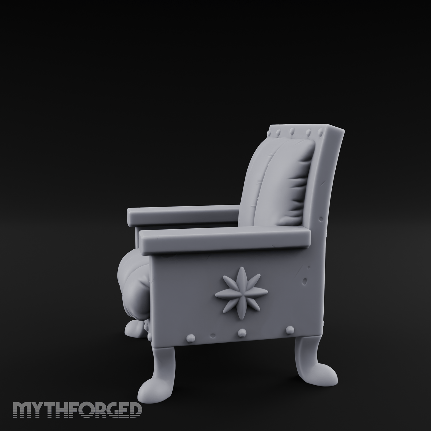Riveted-Frame Throne Chair Miniature for Dungeons and Dragons, Pathfinder or other TTRPGs