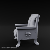 Riveted-Frame Throne Chair Miniature for Dungeons and Dragons, Pathfinder or other TTRPGs