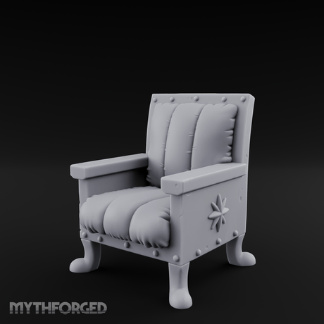 Riveted-Frame Throne Chair Miniature for Dungeons and Dragons, Pathfinder or other TTRPGs