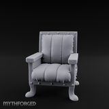 Riveted-Frame Throne Chair Miniature for Dungeons and Dragons, Pathfinder or other TTRPGs