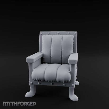 Riveted-Frame Throne Chair Miniature for Dungeons and Dragons, Pathfinder or other TTRPGs