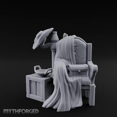 Shroud-Draped Throne Chair Miniature for Dungeons and Dragons, Pathfinder or other TTRPGs