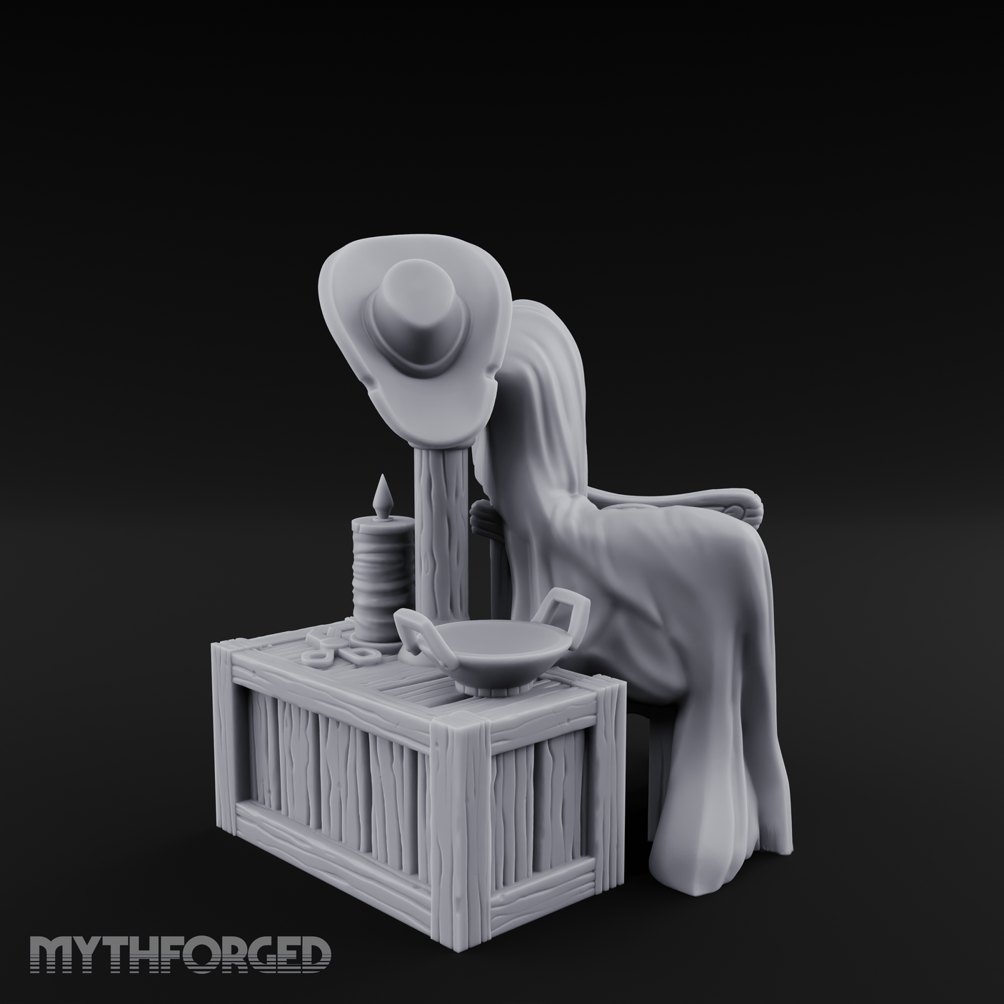 Shroud-Draped Throne Chair Miniature for Dungeons and Dragons, Pathfinder or other TTRPGs