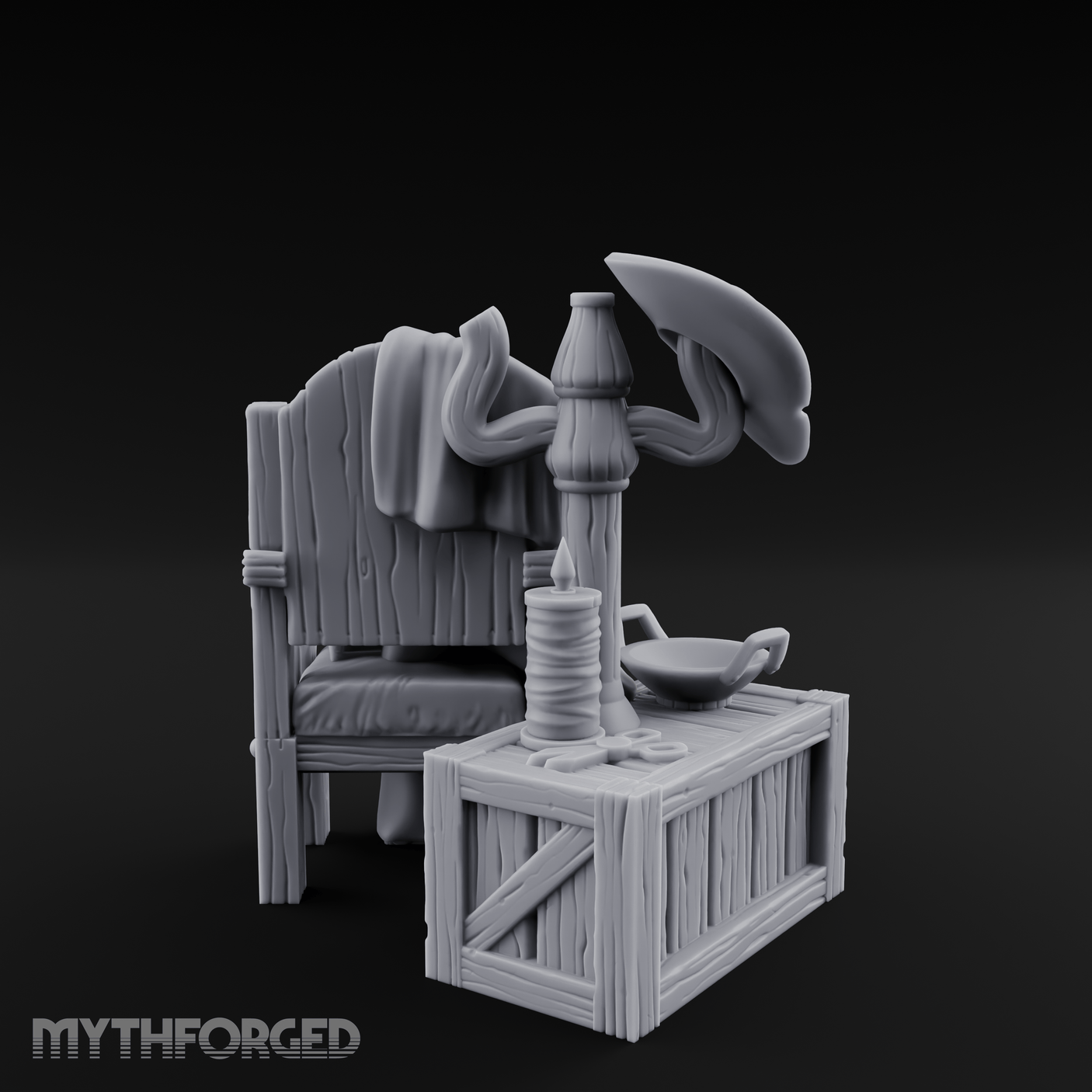 Shroud-Draped Throne Chair Miniature for Dungeons and Dragons, Pathfinder or other TTRPGs