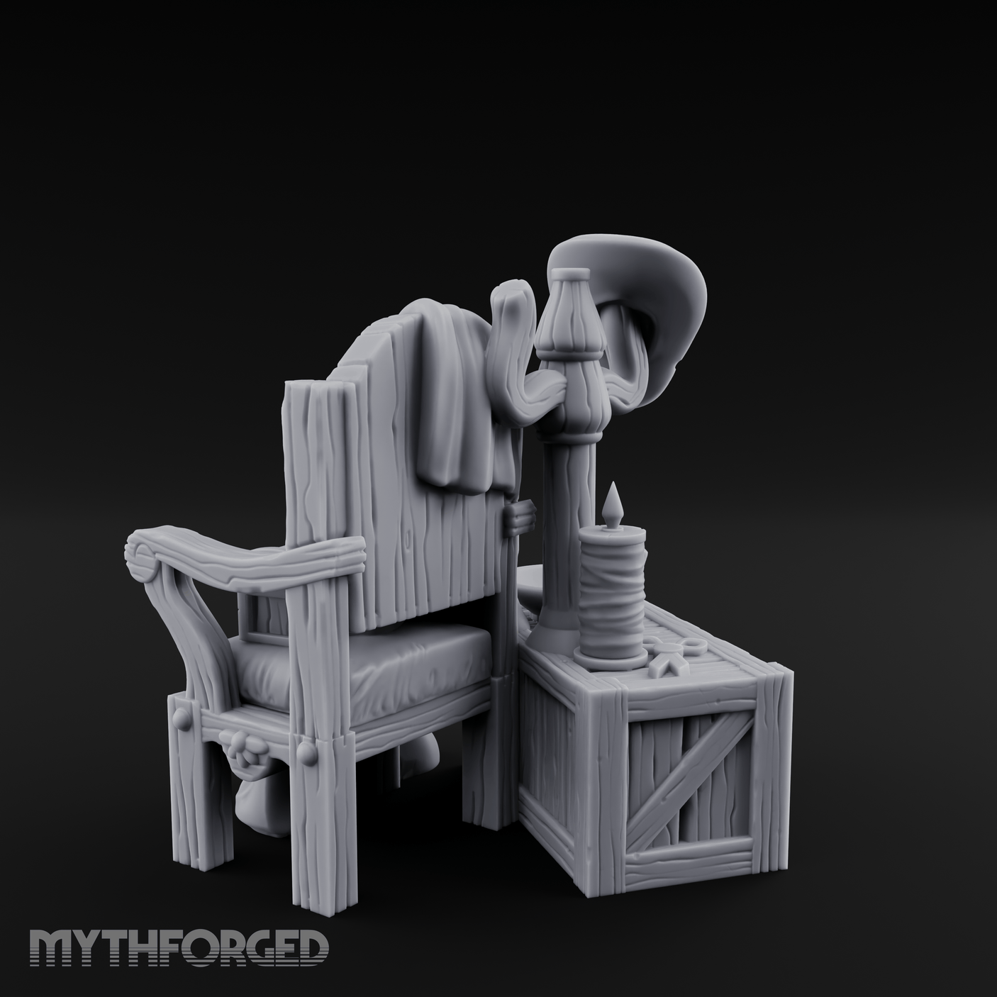 Shroud-Draped Throne Chair Miniature for Dungeons and Dragons, Pathfinder or other TTRPGs