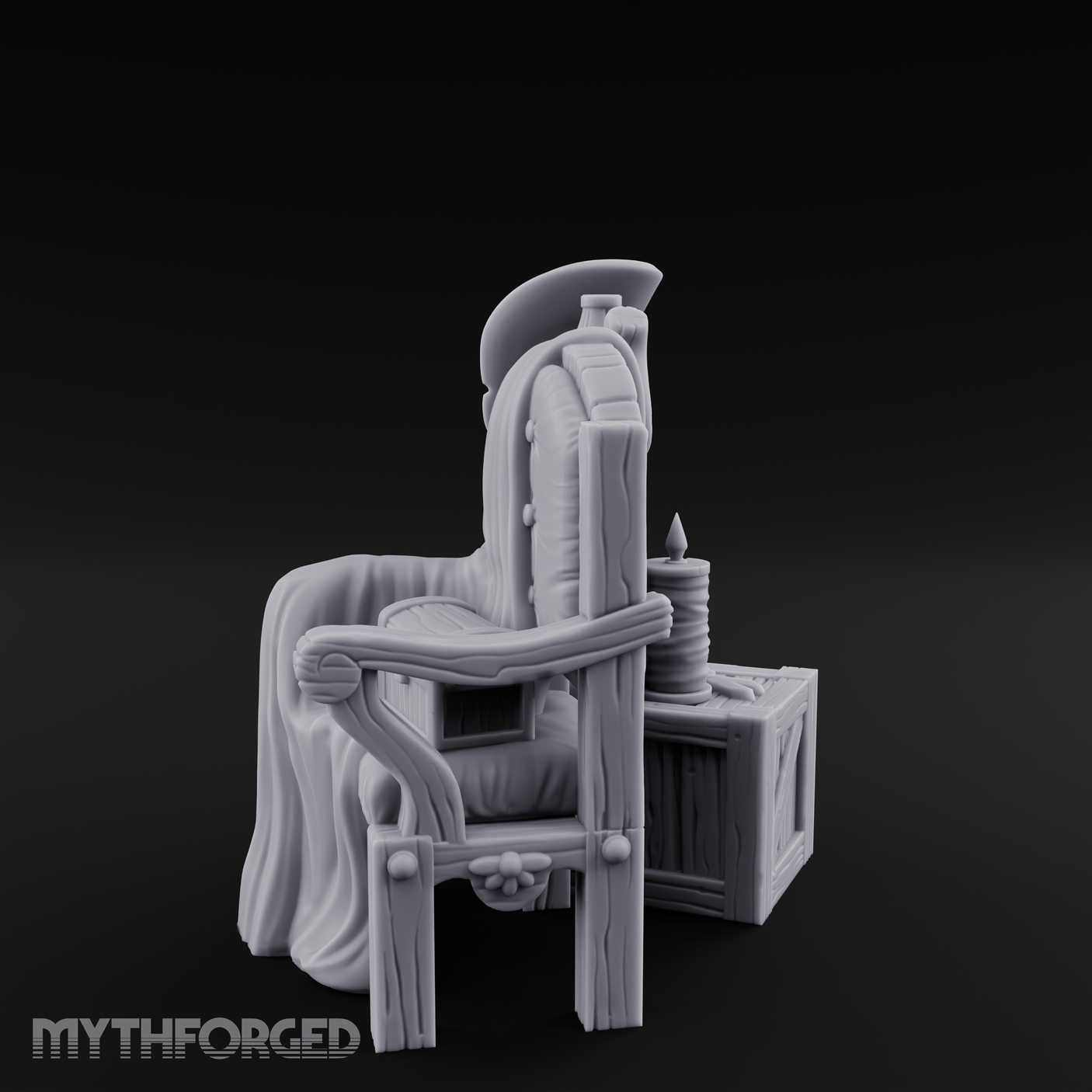 Shroud-Draped Throne Chair Miniature for Dungeons and Dragons, Pathfinder or other TTRPGs