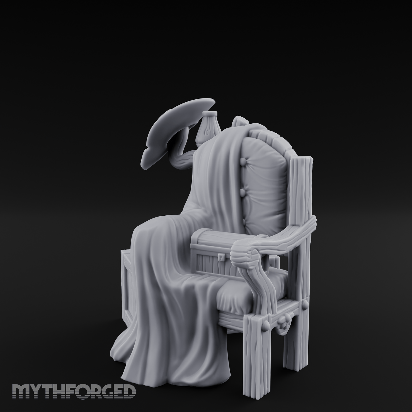 Shroud-Draped Throne Chair Miniature for Dungeons and Dragons, Pathfinder or other TTRPGs