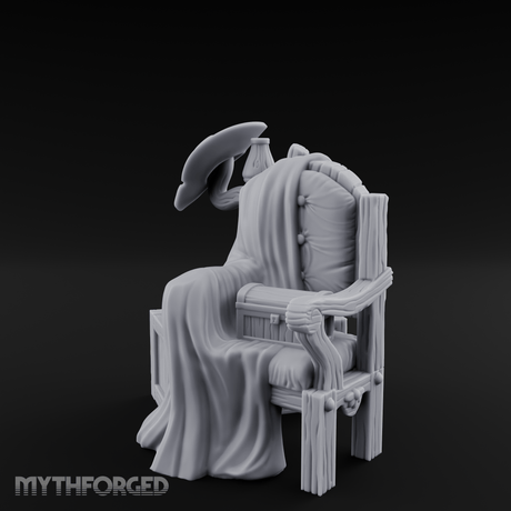 Shroud-Draped Throne Chair Miniature for Dungeons and Dragons, Pathfinder or other TTRPGs