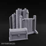 Rolled-Canvas Fabric Supply Rack Miniature for Dungeons and Dragons, Pathfinder or other TTRPGs