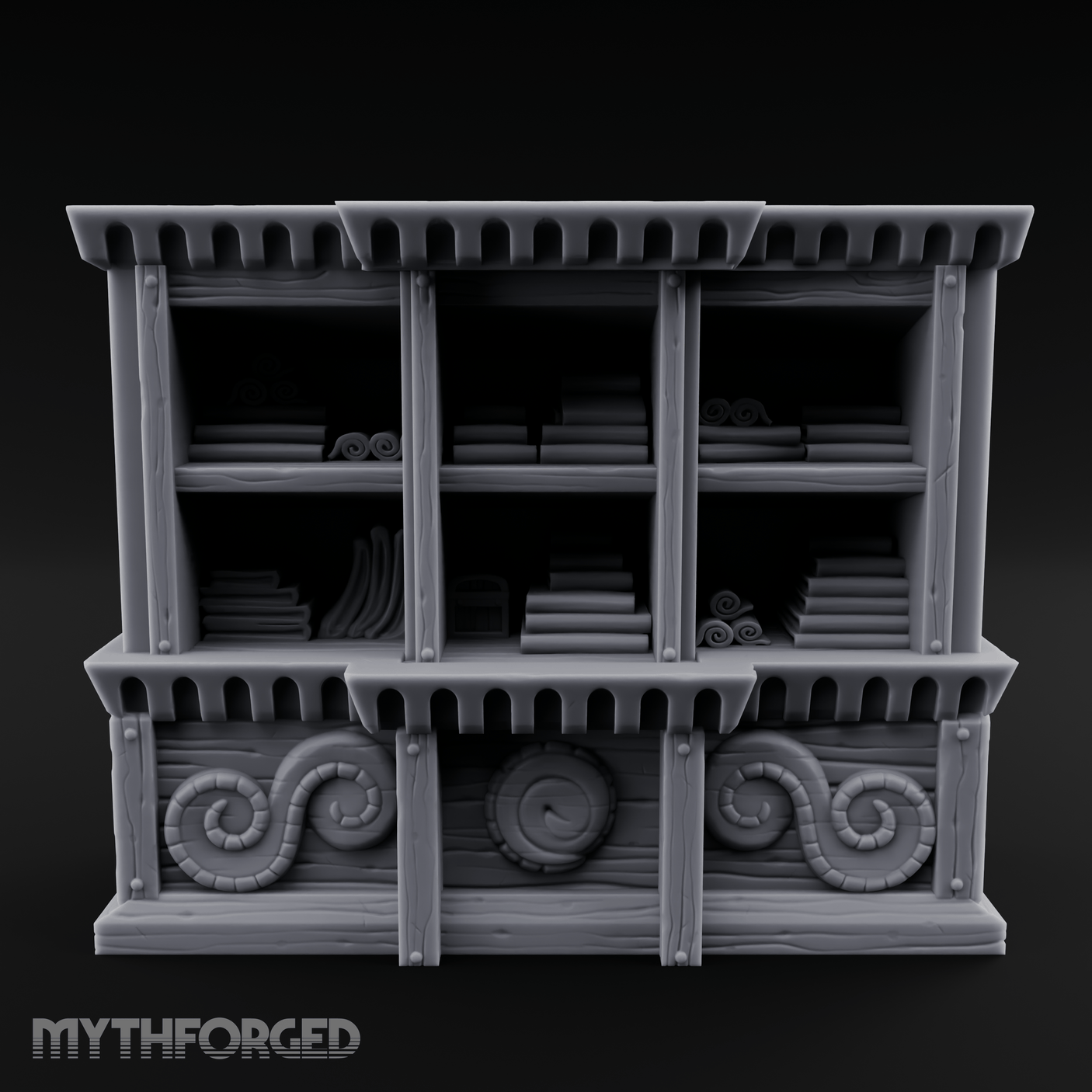 Scroll-Adorned Merchant Storehouse Miniature for Dungeons and Dragons, Pathfinder or other TTRPGs