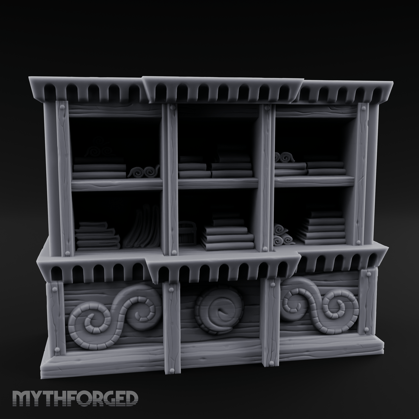 Scroll-Adorned Merchant Storehouse Miniature for Dungeons and Dragons, Pathfinder or other TTRPGs