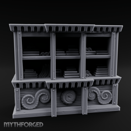 Scroll-Adorned Merchant Storehouse Miniature for Dungeons and Dragons, Pathfinder or other TTRPGs