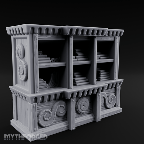 Scroll-Adorned Merchant Storehouse Miniature for Dungeons and Dragons, Pathfinder or other TTRPGs