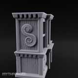 Scroll-Adorned Merchant Storehouse Miniature for Dungeons and Dragons, Pathfinder or other TTRPGs