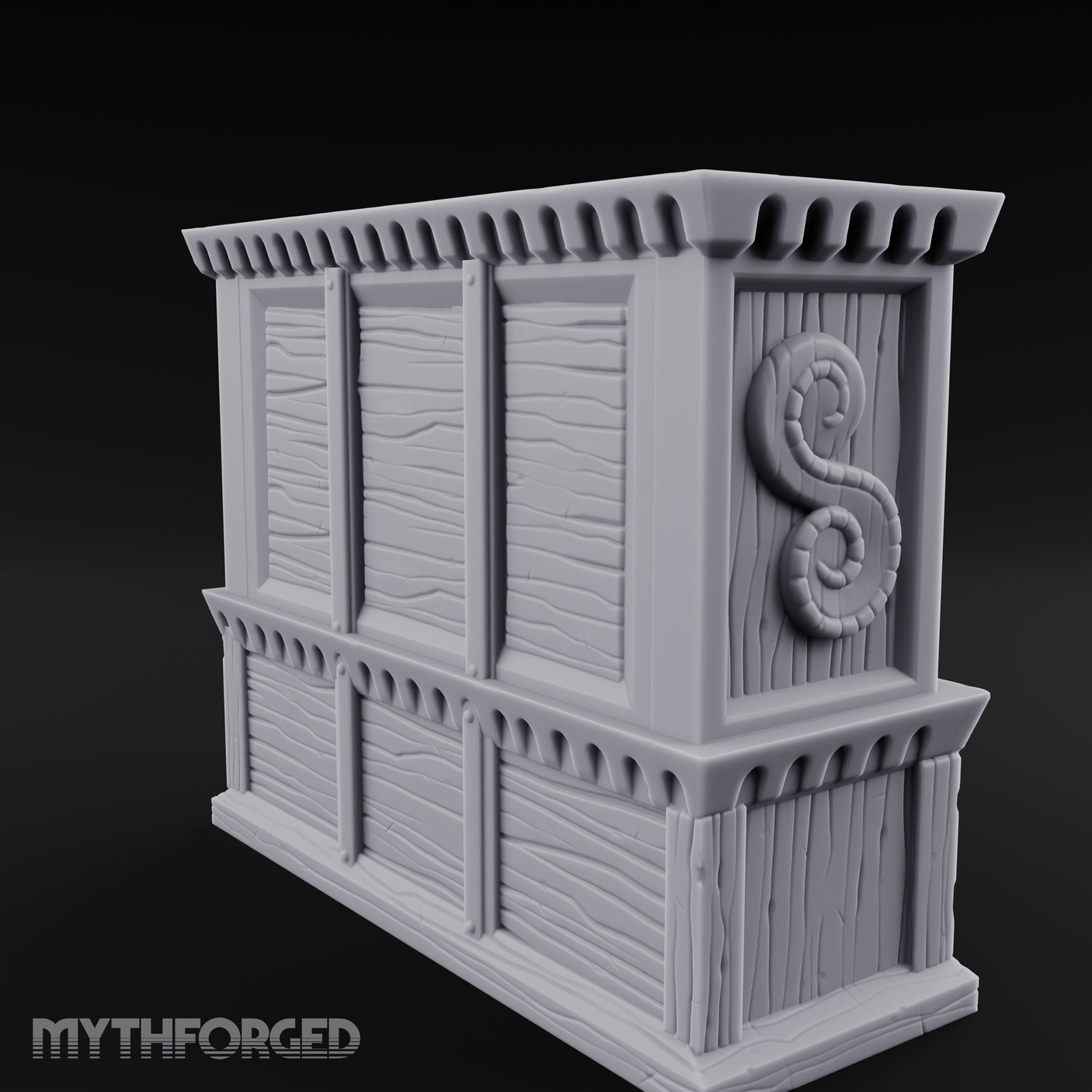 Scroll-Adorned Merchant Storehouse Miniature for Dungeons and Dragons, Pathfinder or other TTRPGs