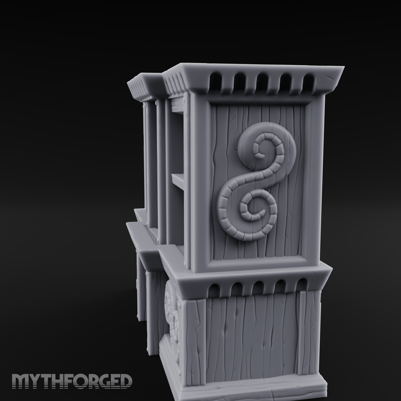 Scroll-Adorned Merchant Storehouse Miniature for Dungeons and Dragons, Pathfinder or other TTRPGs