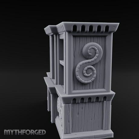 Scroll-Adorned Merchant Storehouse Miniature for Dungeons and Dragons, Pathfinder or other TTRPGs