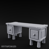 Fluted-Leg Scribe's Desk Miniature for Dungeons and Dragons, Pathfinder or other TTRPGs