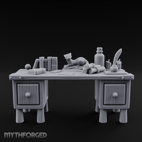 Fluted-Leg Scribe's Desk Miniature for Dungeons and Dragons, Pathfinder or other TTRPGs