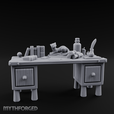 Fluted-Leg Scribe's Desk Miniature for Dungeons and Dragons, Pathfinder or other TTRPGs
