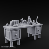 Fluted-Leg Scribe's Desk Miniature for Dungeons and Dragons, Pathfinder or other TTRPGs