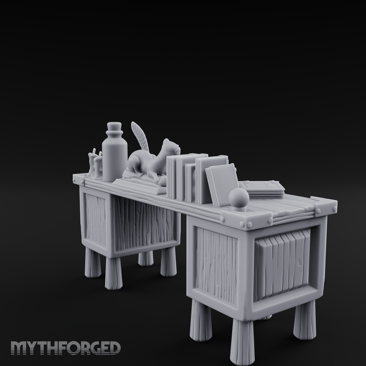Fluted-Leg Scribe's Desk Miniature for Dungeons and Dragons, Pathfinder or other TTRPGs