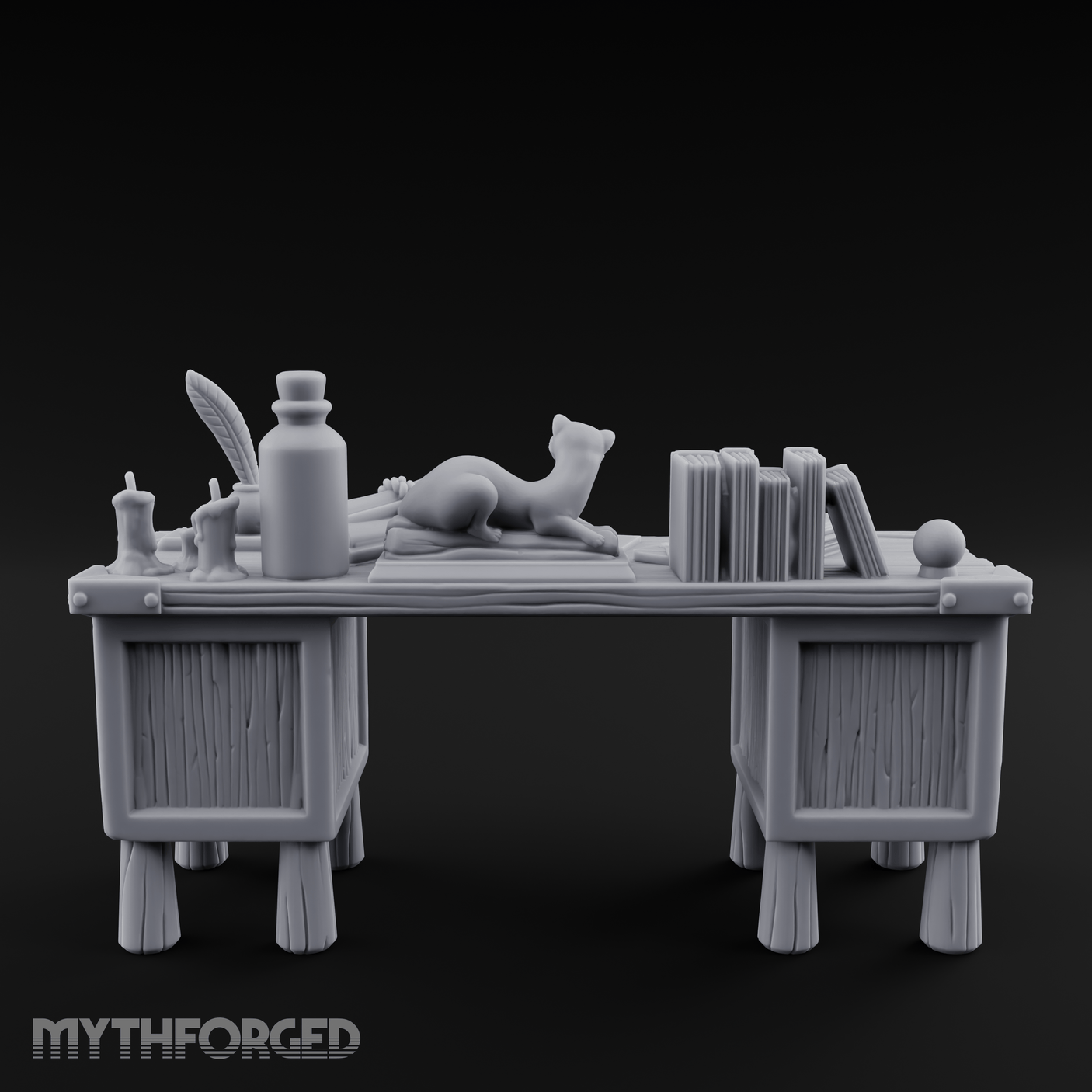 Fluted-Leg Scribe's Desk Miniature for Dungeons and Dragons, Pathfinder or other TTRPGs