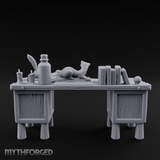 Fluted-Leg Scribe's Desk Miniature for Dungeons and Dragons, Pathfinder or other TTRPGs