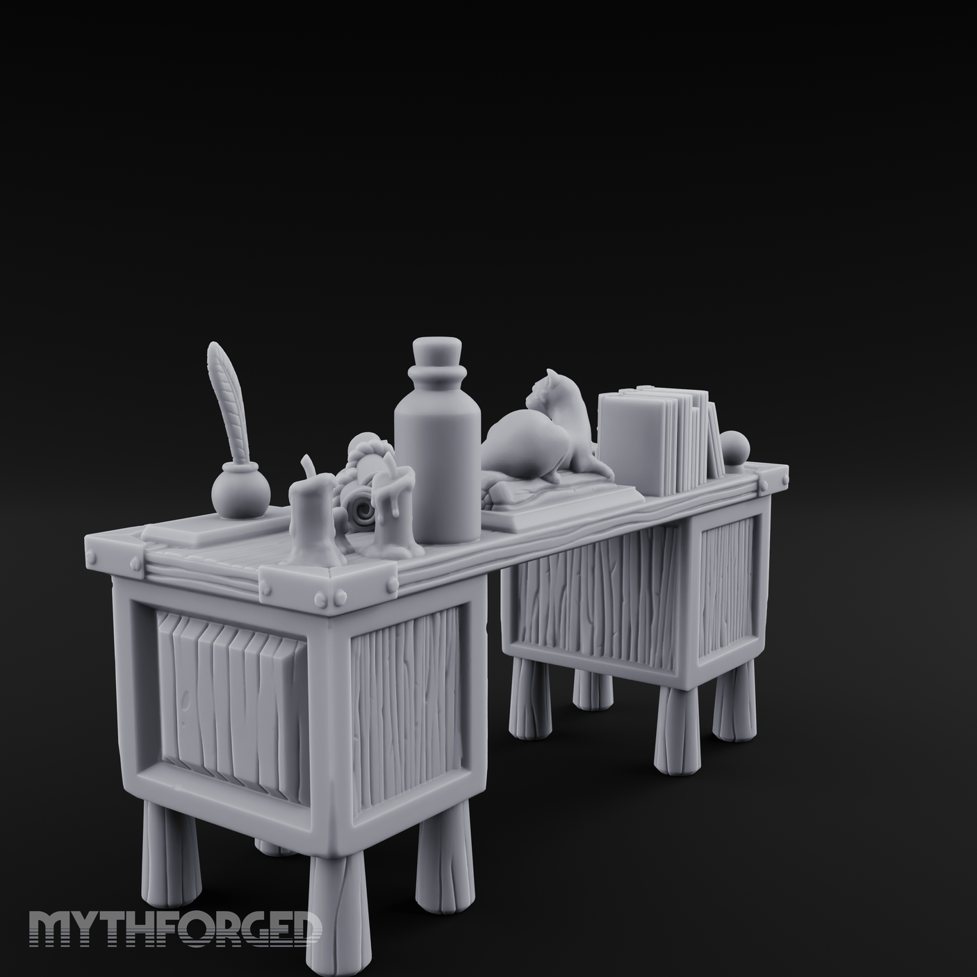 Fluted-Leg Scribe's Desk Miniature for Dungeons and Dragons, Pathfinder or other TTRPGs