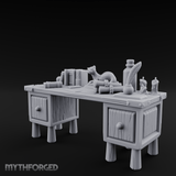 Fluted-Leg Scribe's Desk Miniature for Dungeons and Dragons, Pathfinder or other TTRPGs