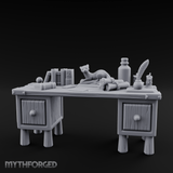 Fluted-Leg Scribe's Desk Miniature for Dungeons and Dragons, Pathfinder or other TTRPGs