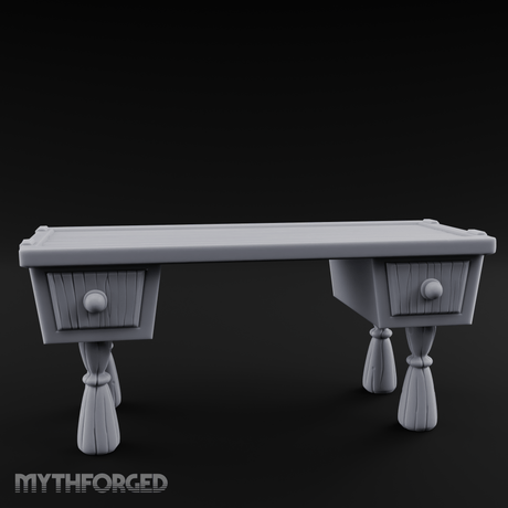 Fluted-Pedestal Noble Writing Desk Miniature for Dungeons and Dragons, Pathfinder or other TTRPGs