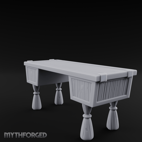 Fluted-Pedestal Noble Writing Desk Miniature for Dungeons and Dragons, Pathfinder or other TTRPGs
