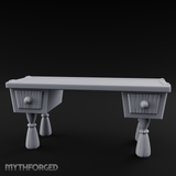 Fluted-Pedestal Noble Writing Desk Miniature for Dungeons and Dragons, Pathfinder or other TTRPGs