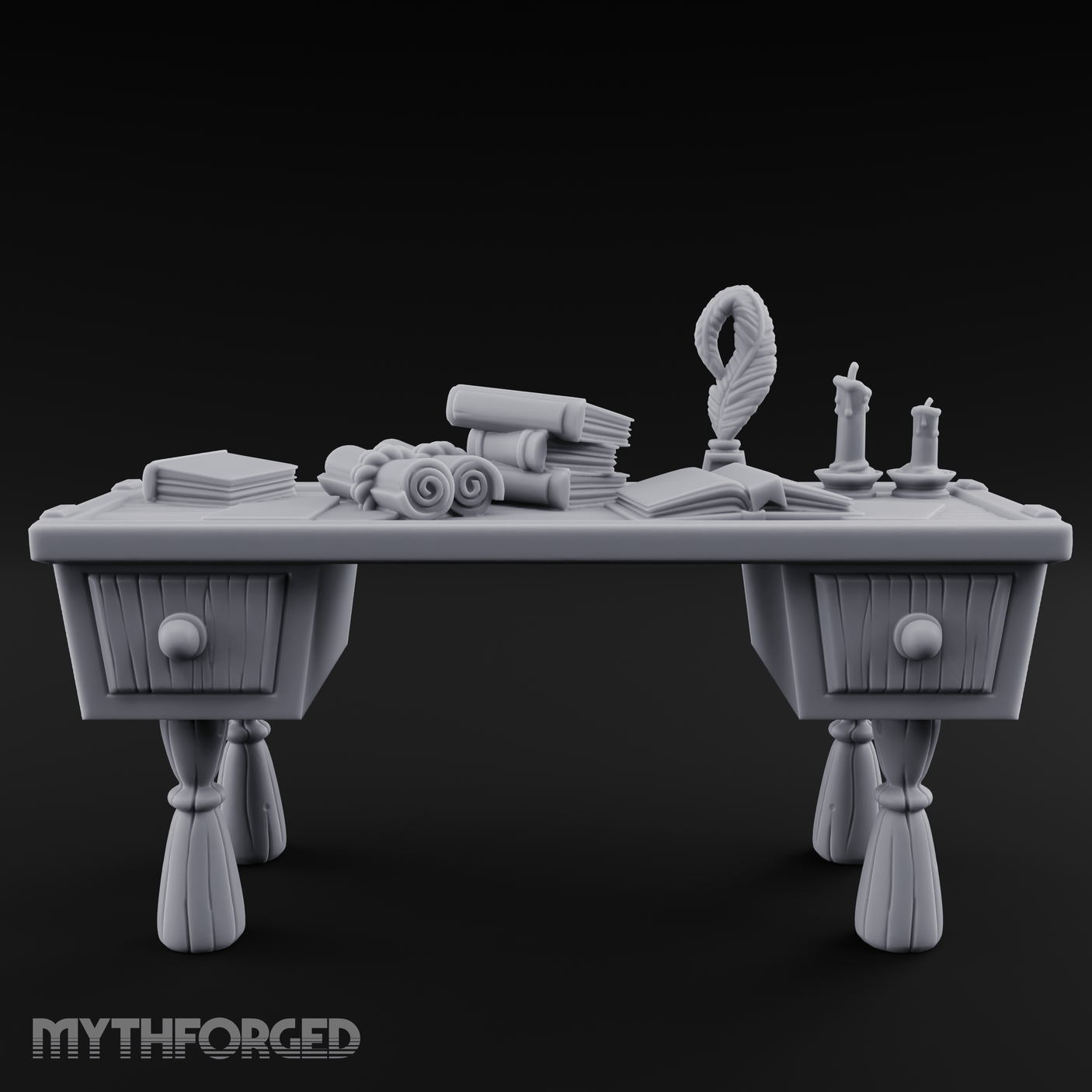Fluted-Pedestal Noble Writing Desk Miniature for Dungeons and Dragons, Pathfinder or other TTRPGs
