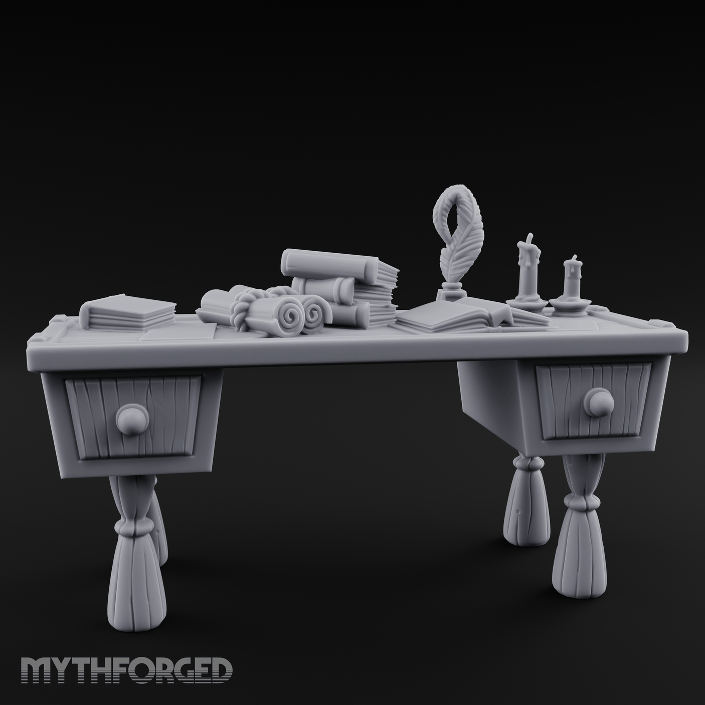 Fluted-Pedestal Noble Writing Desk Miniature for Dungeons and Dragons, Pathfinder or other TTRPGs