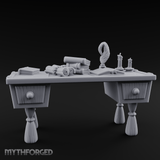 Fluted-Pedestal Noble Writing Desk Miniature for Dungeons and Dragons, Pathfinder or other TTRPGs