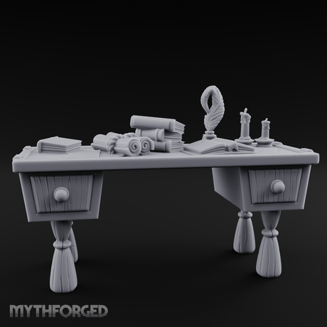 Fluted-Pedestal Noble Writing Desk Miniature for Dungeons and Dragons, Pathfinder or other TTRPGs