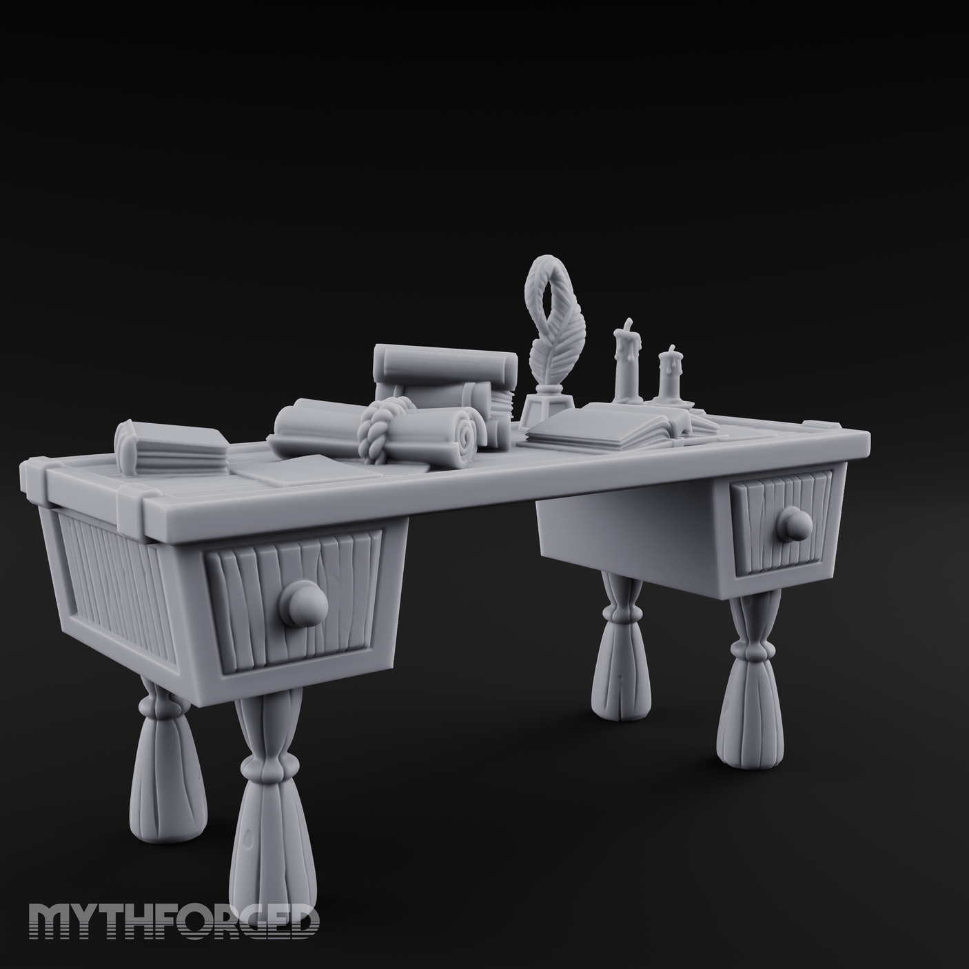 Fluted-Pedestal Noble Writing Desk Miniature for Dungeons and Dragons, Pathfinder or other TTRPGs