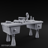 Fluted-Pedestal Noble Writing Desk Miniature for Dungeons and Dragons, Pathfinder or other TTRPGs