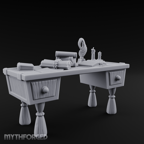 Fluted-Pedestal Noble Writing Desk Miniature for Dungeons and Dragons, Pathfinder or other TTRPGs