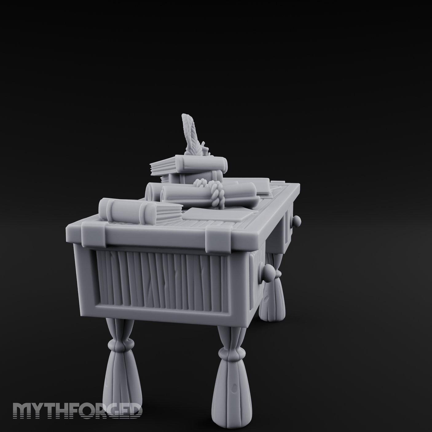Fluted-Pedestal Noble Writing Desk Miniature for Dungeons and Dragons, Pathfinder or other TTRPGs